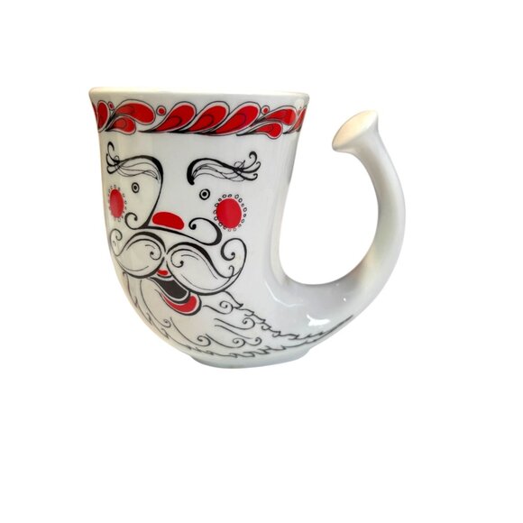 Vtg Drikke Horn Commodore Cruise Line Ceramic Mug & Mini Cup Set 1988 Santa - Picture 2 of 12